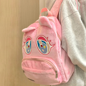 日系可爱卡通粉色小熊二次元情侣双肩包大容量学生书包毛绒背包