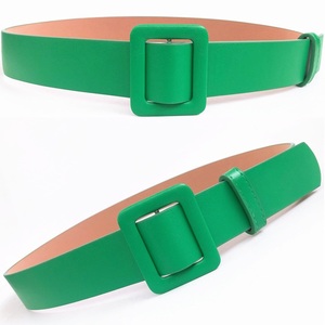 绿腰带无孔腰带无针皮带女装饰腰带百搭裤子配裙子腰带绿色裤带