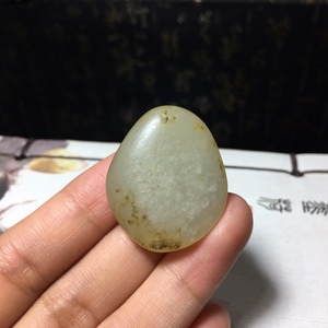养心玉器 新疆和田玉黄皮水草沁皮白玉籽料原石细润13g