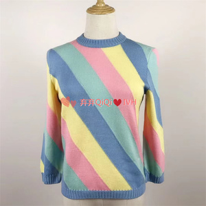 【哼哼的小弃弃】gucci/古驰 特价款 彩虹拼色logo长袖毛衣