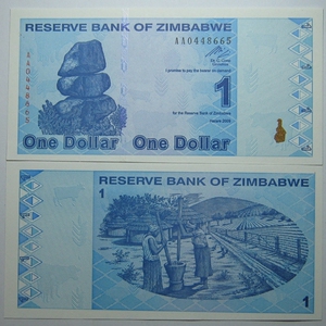 津巴布韦1元2009年版全新unc外国钱币保真收藏纸钞zimbabwe平衡石