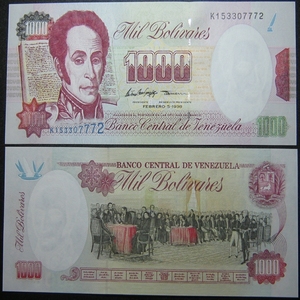 00chuaien淘宝全新unc 1998年 委内瑞拉2000玻利瓦尔 纸币 p-77