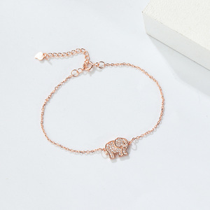 四合懿宝财象饰品小象手链女生夏925纯银金色复古大象手链简约