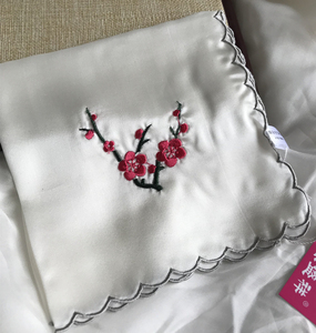 古典真丝手帕桑蚕丝手帕女士绣花手绢古代绸缎丝帕梅花