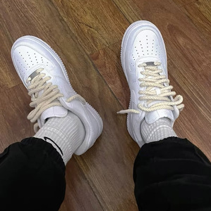 适配air force 107 纯白 复古做旧米色粗麻绳空军一号af1鞋带子