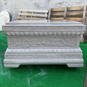 定制天然石材佛像人物动物二龙戏珠底座大型石头雕花须弥座莲花座