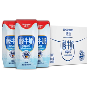 德国进口原味酸奶 德亚（Weidendorf）200ml*12盒 整箱装 包邮