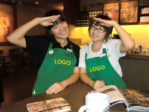 定制围裙星巴克高档咖啡厅奶茶水果网咖美甲店工作服定做印字绣字