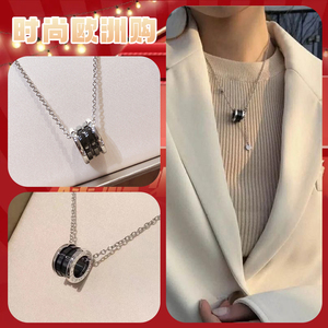 bvlgari 宝格丽 善款款黑陶瓷镶嵌925纯银项链情侣项链