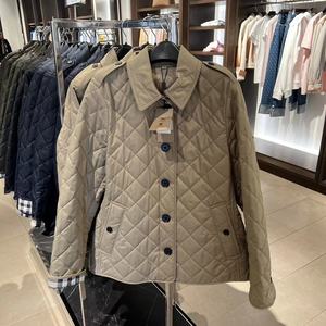 000人付款淘宝英国代购正品直邮burberry 女装滑面绗缝大口袋灰鹅绒