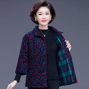 奶奶冬装外套加厚夹棉棉服老年人秋冬女衣服纯棉碎花老太太小棉袄