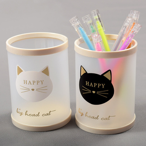 大容量笔筒圆形可拆简约ins可爱卡通小清晰儿童女孩学生女生桌面摆件