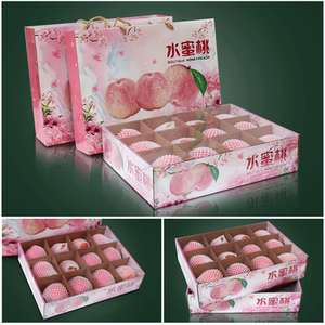 通用桃子礼盒水蜜桃手提包装盒蜜桃包装箱12格纸壳箱现货批发