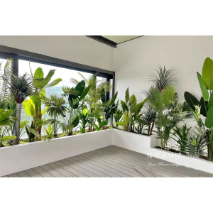 室内仿真花池花槽假植物办公室会所简约花艺软装装饰定制设计