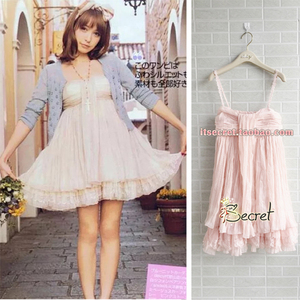 日本代snidel仙女裙sfoa10862-101粉色蓬蓬吊带连衣纱裙