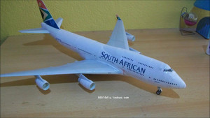 手工diy南非航空公司波音747-400型客机纸模型3d立体飞机客机