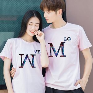 情侣装夏季情侣短袖2021新款纯棉半袖情侣t恤夏宽松短袖一对衣服