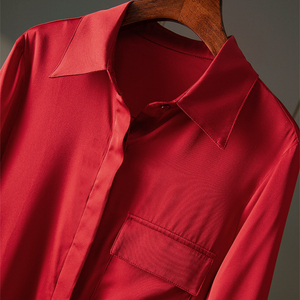 中国红衬衫女真丝