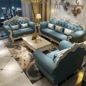 欧式真皮沙发美式高档实木大小户型家具简欧组合雕花客厅别墅沙发