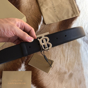 burberry皮带正品男士真皮平滑扣休闲百搭格纹潮流裤带巴宝莉腰带