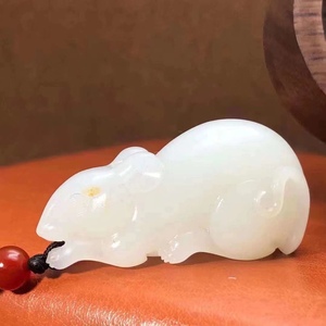 58名品lv批发淘宝【品玉阁】新疆和田玉籽料海派玉雕洒金皮元宝老鼠