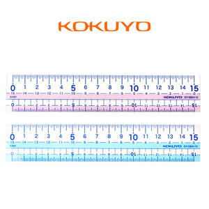 日本KOKUYO国誉学生用直尺15CM透明刻度清晰标准测量精确软质树脂