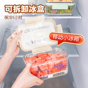 夏日移动小冰箱保鲜盒外出水果小学生便当盒自带冰盒保冷食物盒