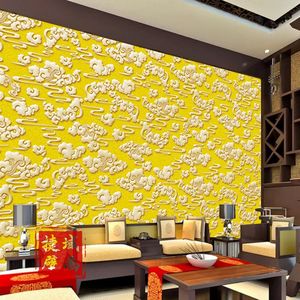 祥云图案壁纸吉祥金色客厅影视贴顶壁画背景墙佛龛寺庙佛堂墙纸布