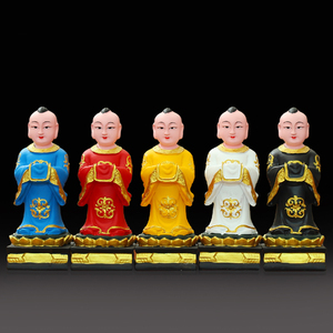 五方童子佛像居家保平安摆件佛堂寺庙家用树脂神像五灵童子