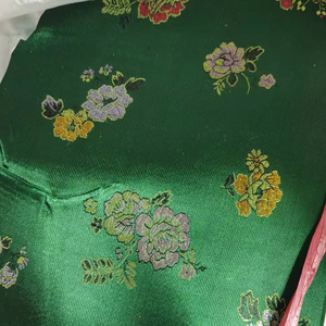 中国风礼服织锦缎手工 diy化纤布料民族唐装戏服汉服绿色花卉面料