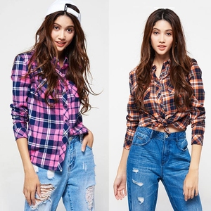 女装新款 法国cachecache棉质经典百搭舒服格子衬衫2419003 偏小