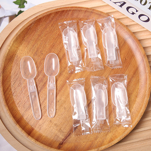 塑料一次性小勺蛋糕布丁勺子双皮酸奶冰淇淋雪糕透明折叠勺试吃勺