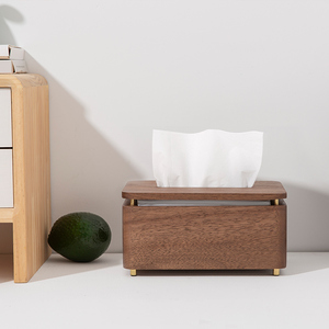 客厅纸巾盒家用卧室茶几木制黑胡桃木抽纸盒简约创意轻奢北欧实木