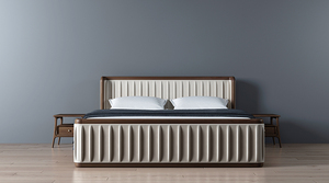 mugu沐谷高端真皮靠背北美黑胡桃床出口美国kingsize大户型外贸床