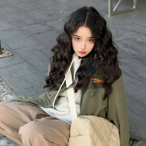 黑色港风假发复古卷发羊毛卷减龄蛋卷头女中长发自然日常全头