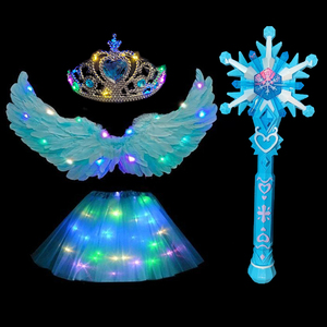 儿童冰雪奇缘皇冠魔法棒套装艾莎公主发光女孩天使翅膀生日礼物