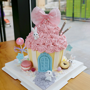 米帝欧甜蜜糖果屋小房子可爱粉色女神高级生日蛋糕北京市同城配送