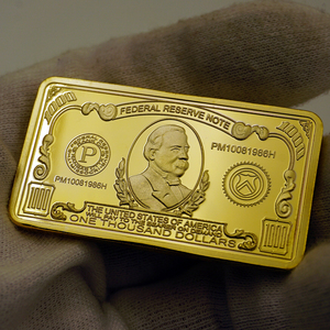 美国1000硬币方形纪念块币 外币收藏工艺品镀金块纪念币