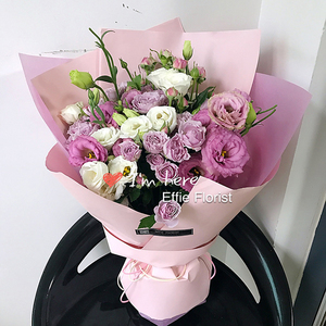 粉色泡泡玫瑰花束