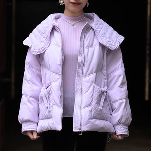 【第三重梦境】浅紫色羽绒服女中款宽松娃娃大翻领仙美洛丽塔冬季