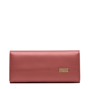 fion/菲安妮新款长款钱包女 搭扣牛皮纯色钱夹 横款休闲手