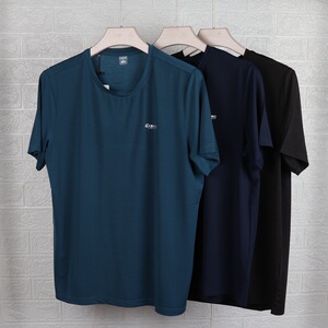 动恒男士圆领t恤加肥加大夏款速干潮流跑步宽松短袖凉凉运动上衣