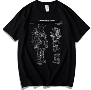 nasa阿波罗登月宇航员太空服宇航服设计图印花极客短t恤纯棉礼物