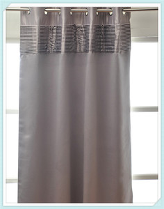 外贸样品灰绿色亚光厚涤缎布料 双层钢环窗帘一对135宽x183高