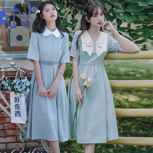 法式气质收腰裙子姐妹闺蜜装夏季2022新款女学生学院风森系连衣裙