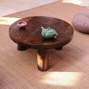 茶几飘窗炕桌日式几榻榻米圆形桌子桐木桌矮茶桌炕几实木小窗台烧
