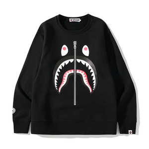 bape duck黑色圆领卫衣男春秋季日系潮牌休闲宽松纯棉上衣打底衫