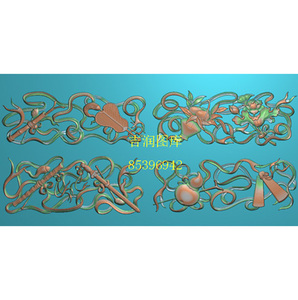 bx-6010  精雕图 灰度图 暗八仙八宝抽斗 柜面 围板