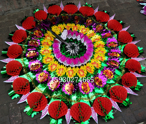 8米白料布花奠字亮花圈】胜来花圈厂纸扎纸活灵屋