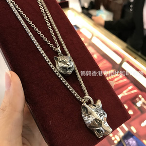 香港专柜正品古琦gucci饰品项链anger forest虎头狼头925银情侣